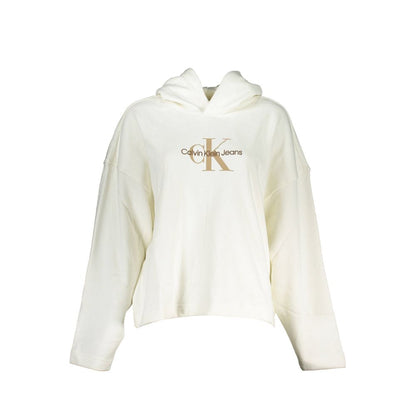Calvin Klein White Cotton Women Sweater with embroidered logo, perfect for casual-chic style. Made of cotton and polyester.