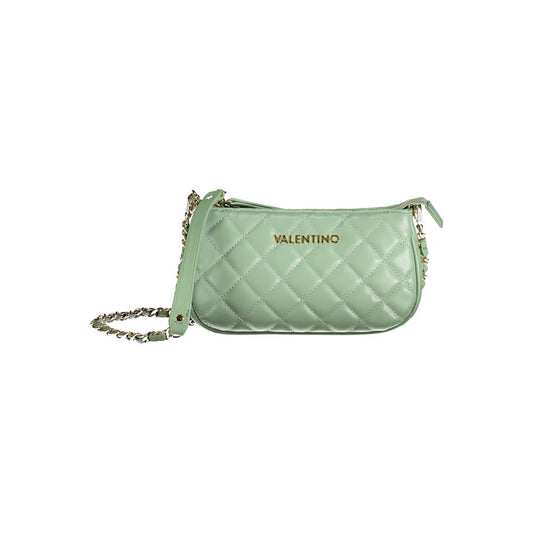 Mario Valentino Green Polyethylene Handbag with removable chain shoulder strap, internal pocket, and logo, perfect for stylish use.