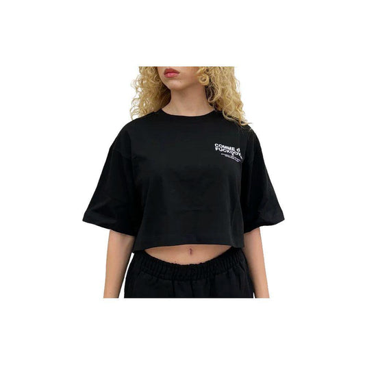 Comme Des Fuckdown Black Cotton Tops & T-Shirt CO-15692-IT36|XXS