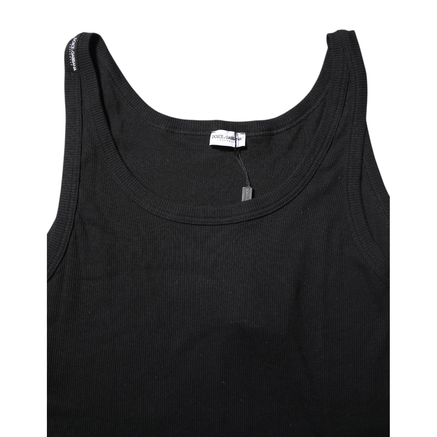Dolce & Gabbana Black Cotton Sleeveless Underwear Tank T-shirt