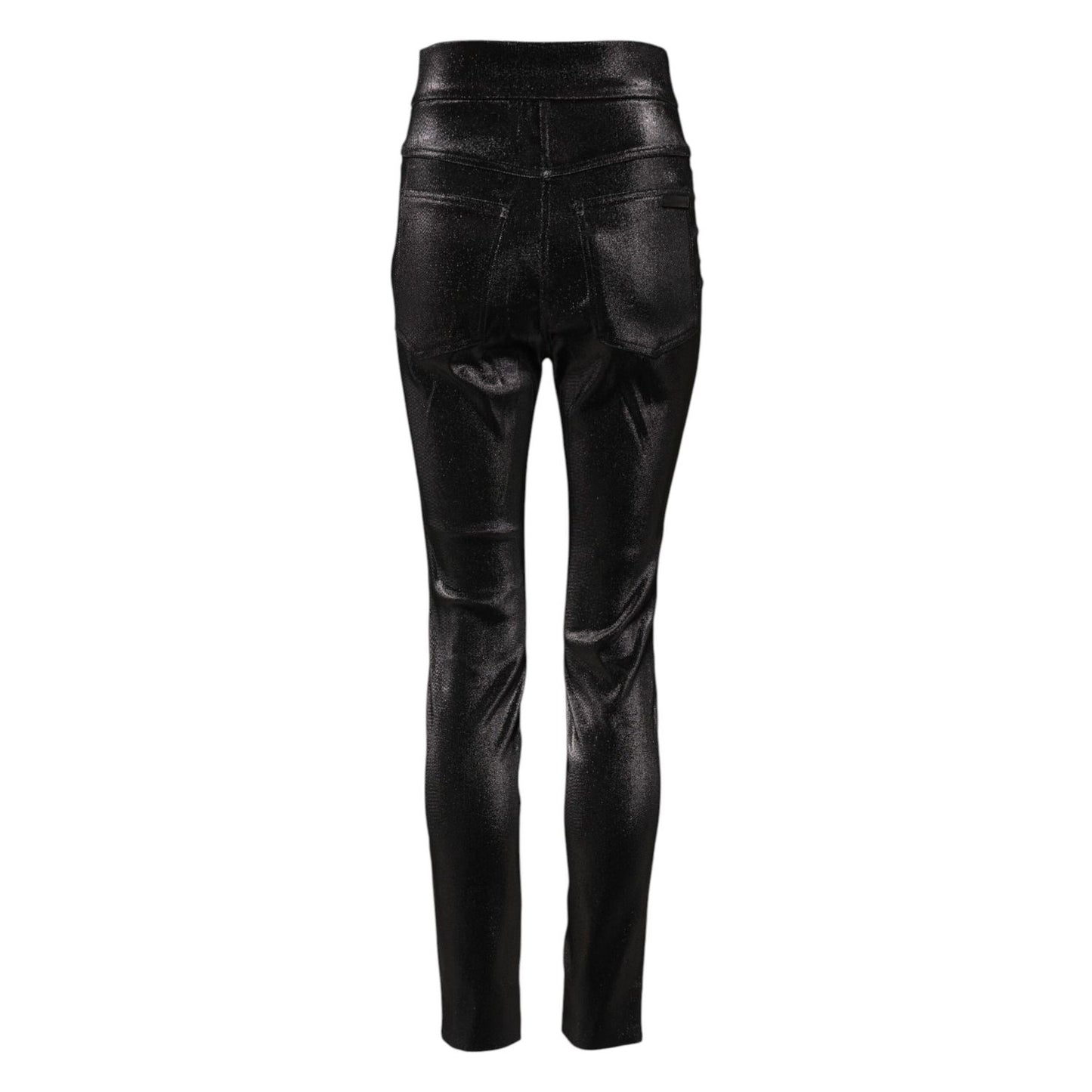 Dolce & Gabbana Black Cotton Stretch Silver Lurex Thread Pants