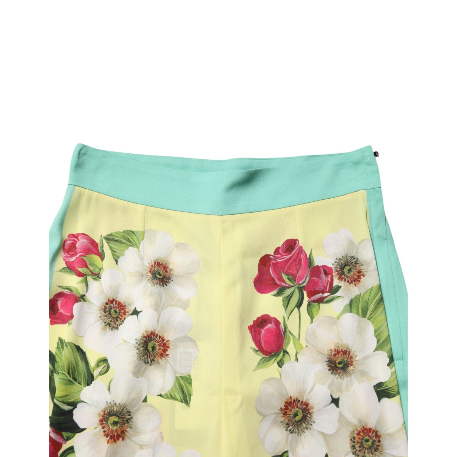 Dolce & Gabbana Yellow Silk Floral Leggings Pants