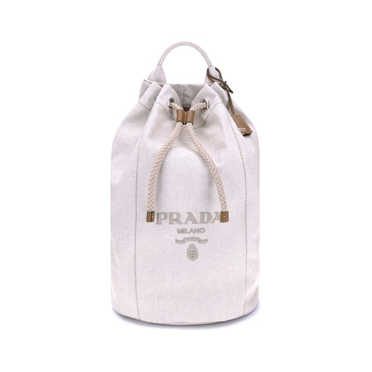 Prada White Cotton Backet Bag