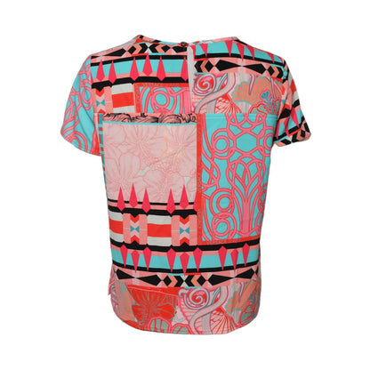 Versace Jeans Multicolor Print Short Sleeves Women Blouse Top