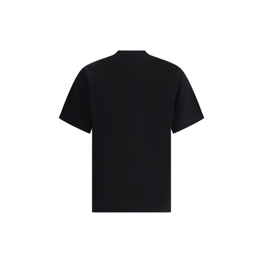Back view of Ferragamo Logoed T-Shirt in black with ribbed crew neck and iconic signature detail, made of 100% cotton, AW25 season.
