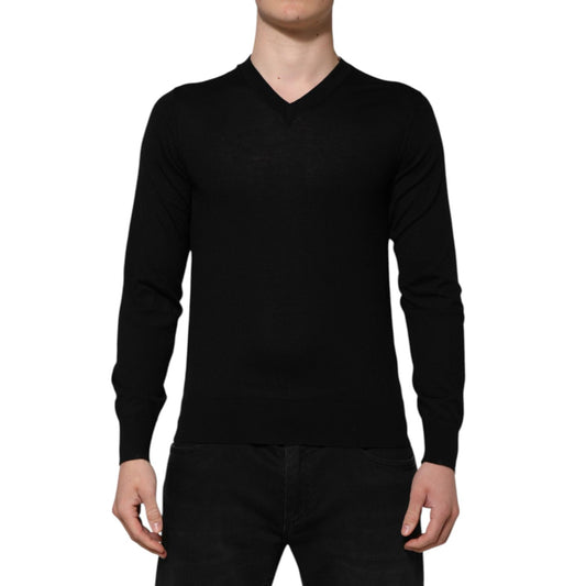 Dolce & Gabbana Black Cashmere Crewneck Men Pullover Sweater