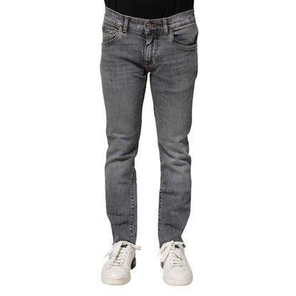 Dolce & Gabbana Gray Cotton Skinny Denim Trouser Jeans