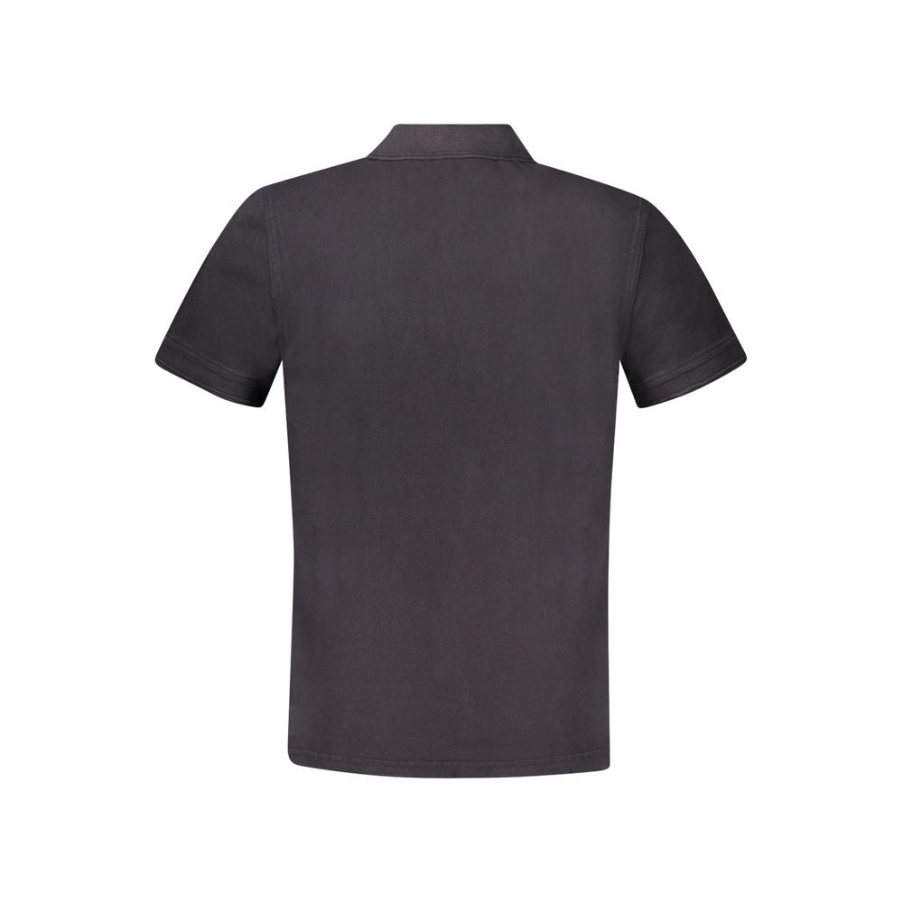 Hugo Boss Black Cotton Polo Shirt, short sleeve, 2 buttons, logo print, back view.