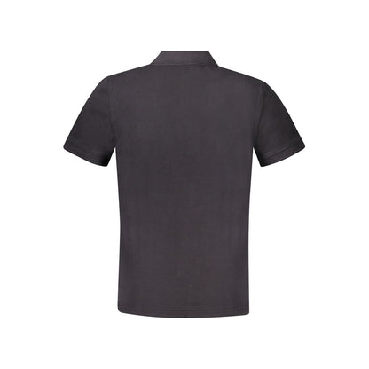 Hugo Boss Black Cotton Polo Shirt, short sleeve, 2 buttons, logo print, back view.
