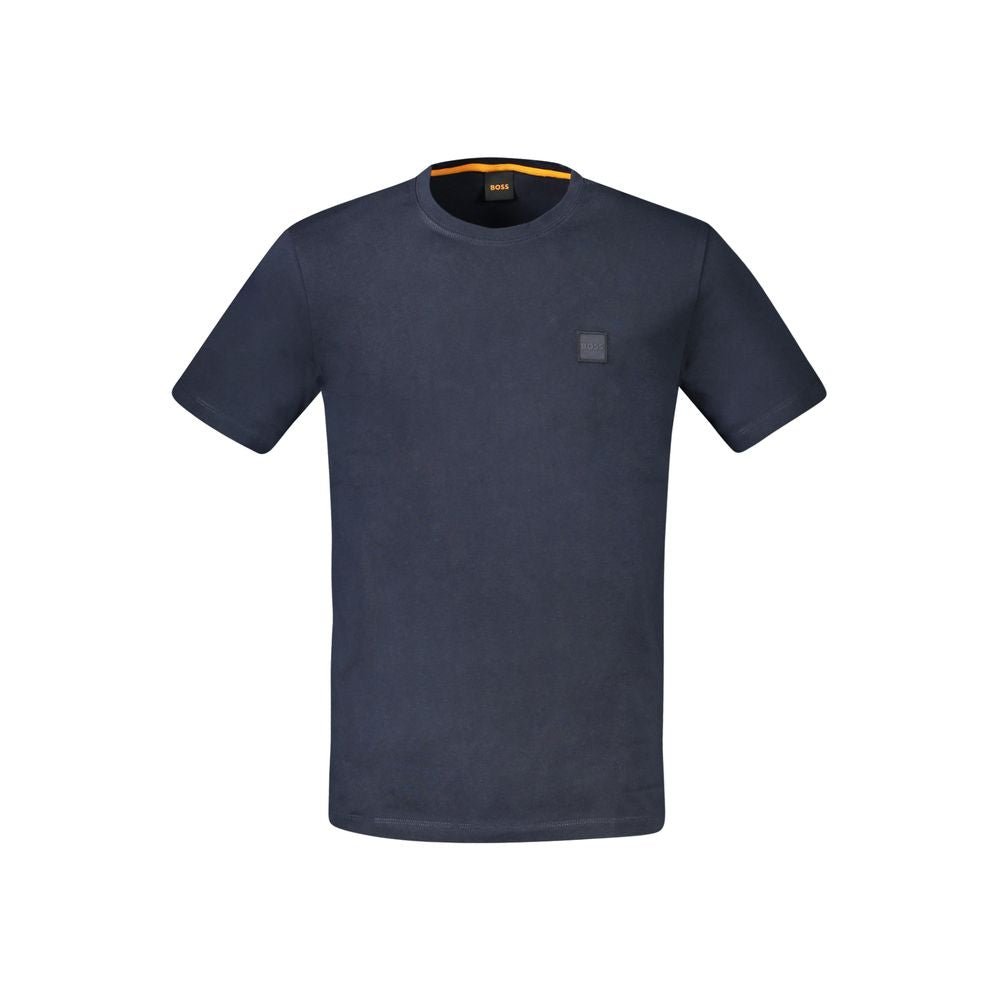 Hugo Boss Blue Cotton Men T-Shirt, short sleeve, crew neck, featuring logo embroidery, made from quality cotton, stylish and comfortable.