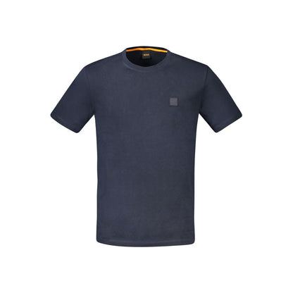 Hugo Boss Blue Cotton Men T-Shirt, short sleeve, crew neck, featuring logo embroidery, made from quality cotton, stylish and comfortable.