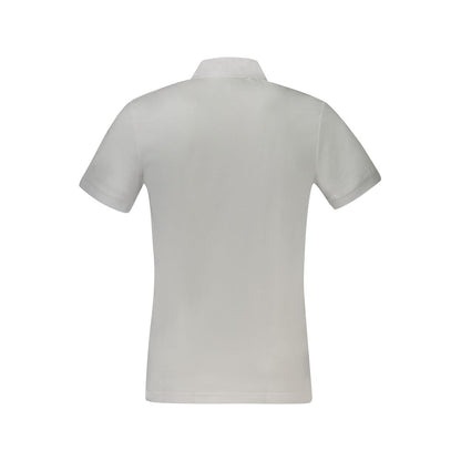 Back view of Hugo Boss White Cotton Polo Shirt with slim fit, short sleeves, and logo embroidery.