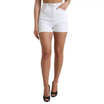 Dolce & Gabbana White Front Lace High Waist Hot Pants Shorts