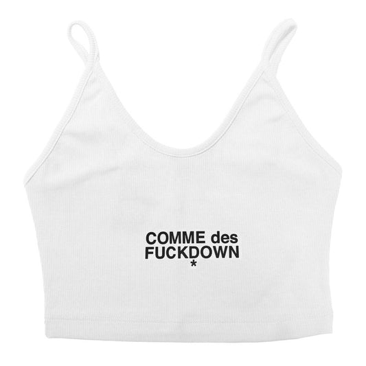 Comme Des Fuckdown White Cotton Tops & T-Shirt CO-15701-M