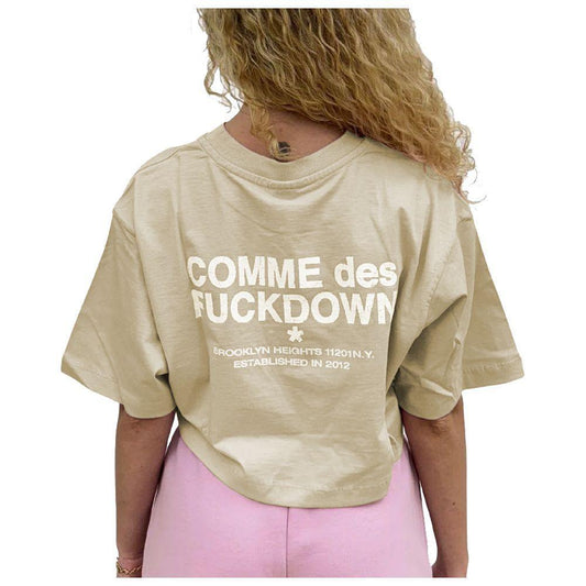Comme Des Fuckdown Beige Cotton Tops & T-Shirt CO-15703-XS