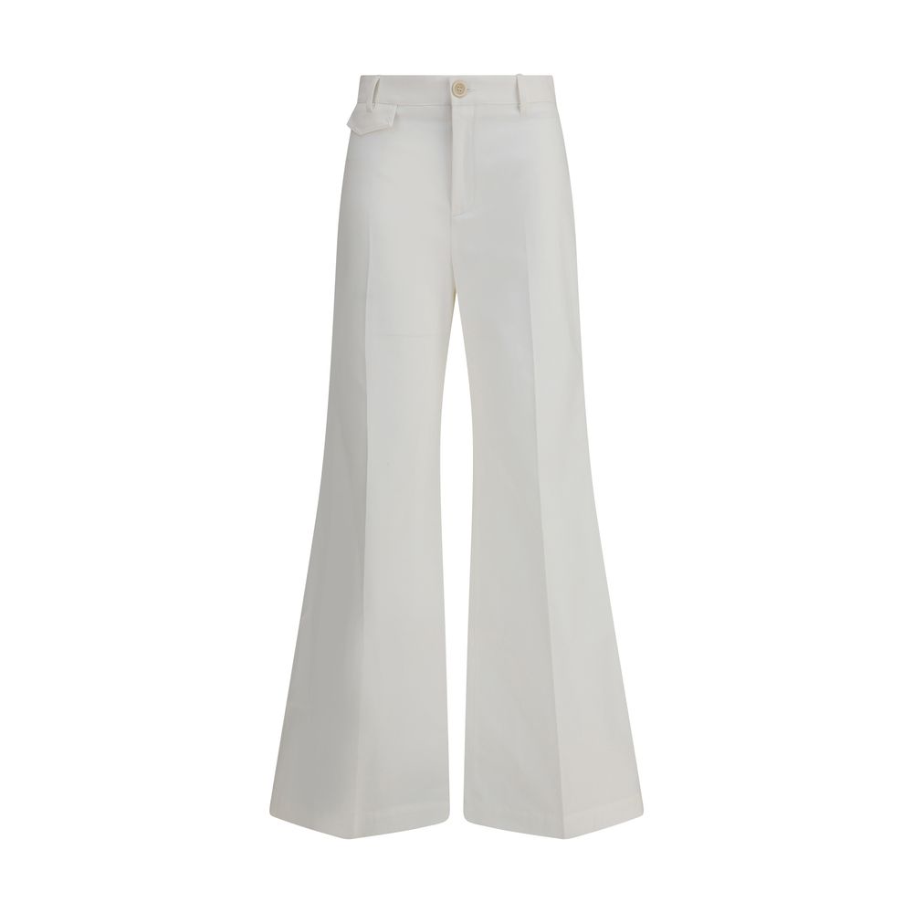 Chloé White Cotton Flared Pants