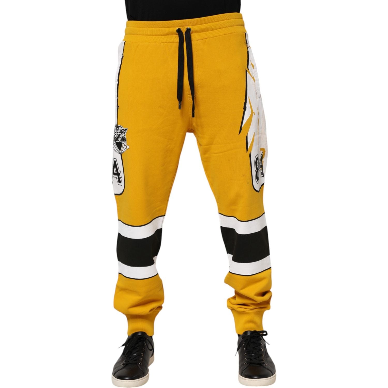 Dolce & Gabbana Yellow Cotton Printed Sweatpants Jogger Pants