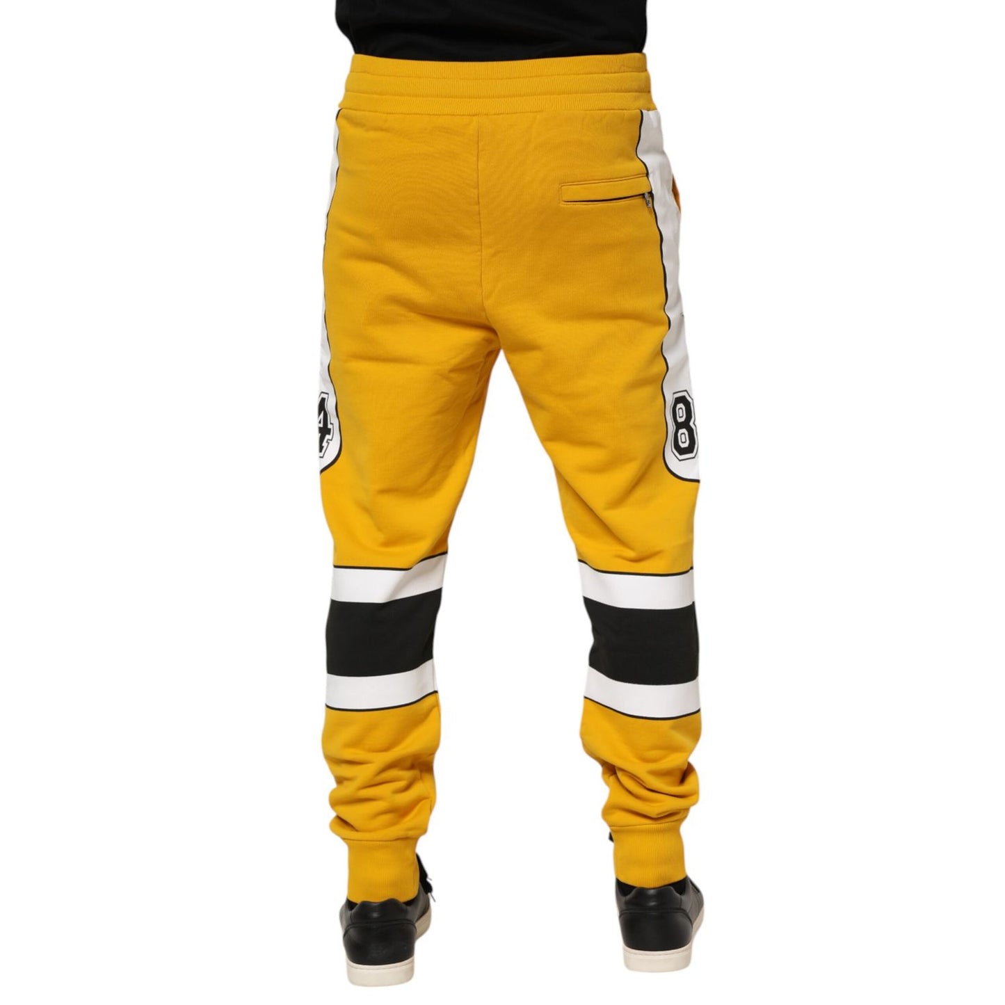 Dolce & Gabbana Yellow Cotton Logo Sweatpants Jogger Pants