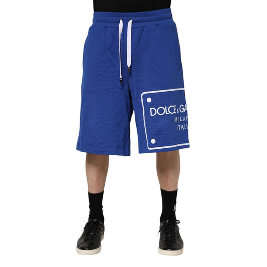 Dolce & Gabbana Blue Logo Cotton Bermuda Sweatshorts Shorts PAN76428-48