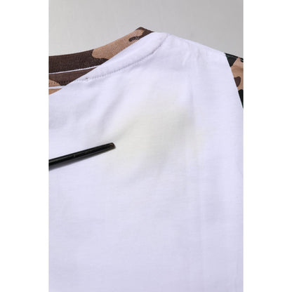 Dolce & Gabbana White Camouflage Cotton Men Crew Neck T-shirt