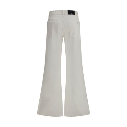 7FOR Cream Cotton Flared Jeans