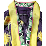 Dolce & Gabbana Blue Floral Print Silk Long Sleeves Wrap Robe JKT41483-44