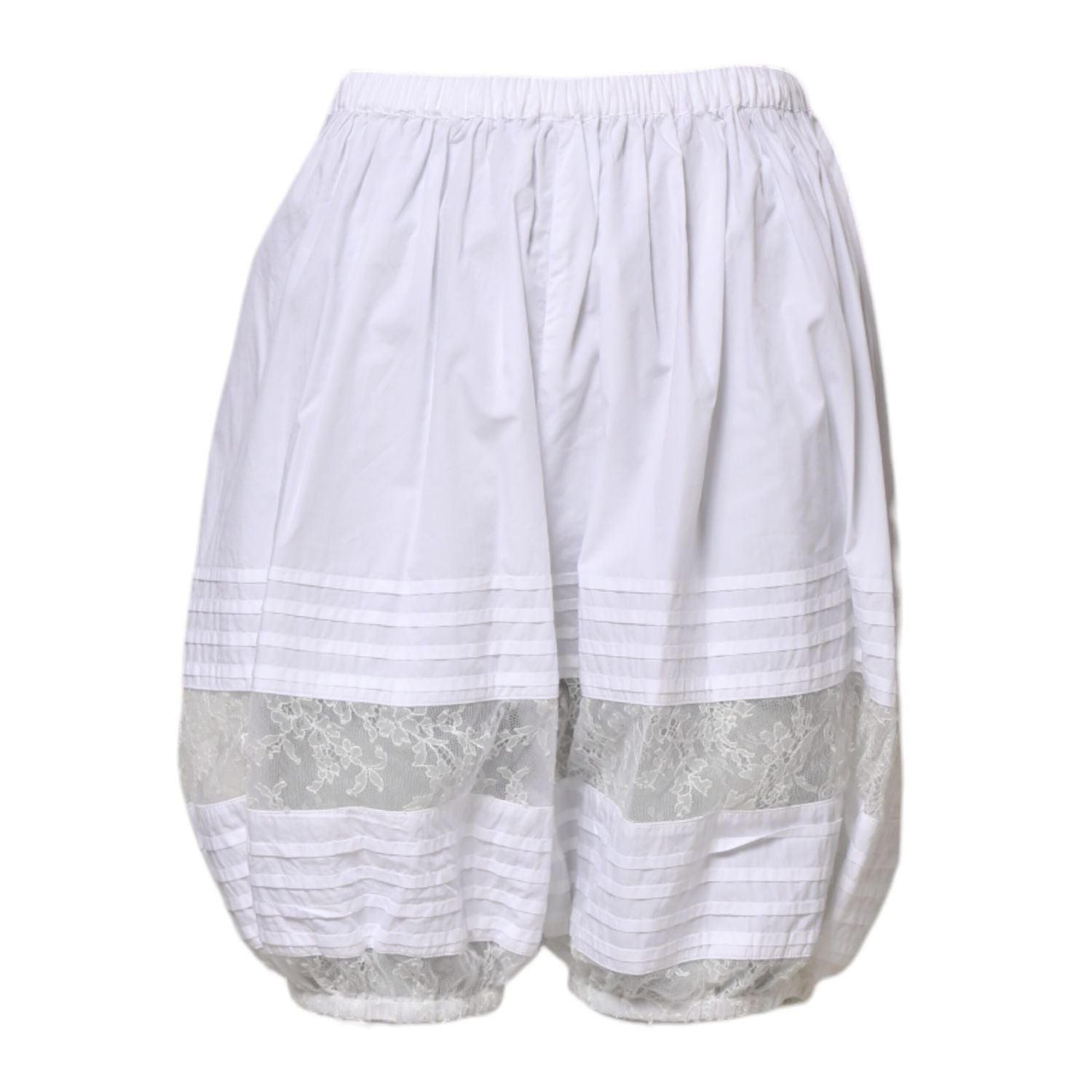 Dolce & Gabbana White Lace Paneled Cotton High Waisted Shorts