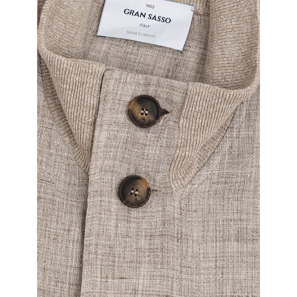 Gran Sasso Beige Linen Biker Jacket