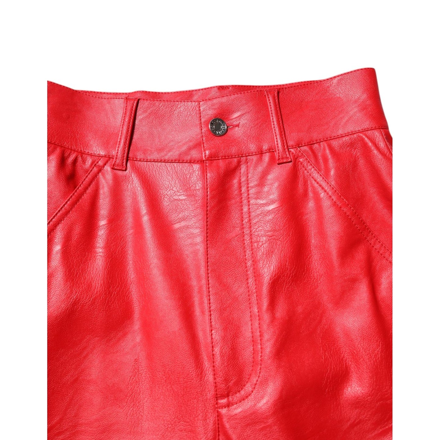 Dolce & Gabbana Red Viscose High Waist Tapered Trouser Pants
