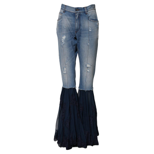 Dolce & Gabbana Blue Cotton High Waist Flared Denim Jeans PAN75552-40