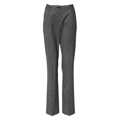 Dolce & Gabbana Gray Checkered High Waist Flared Pants