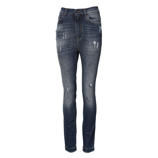 Dolce & Gabbana Blue Cotton HighWaist Skinny Denim Jeans PAN76100-40