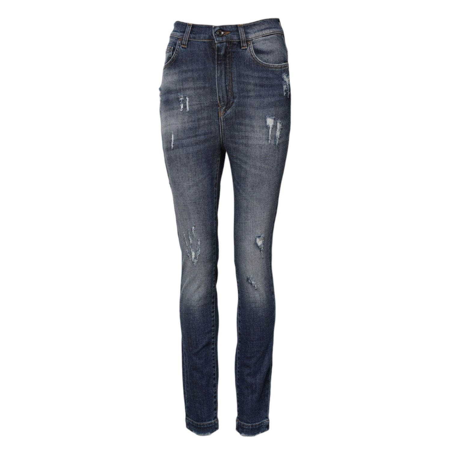 Dolce & Gabbana Blue Cotton HighWaist Skinny Denim Jeans