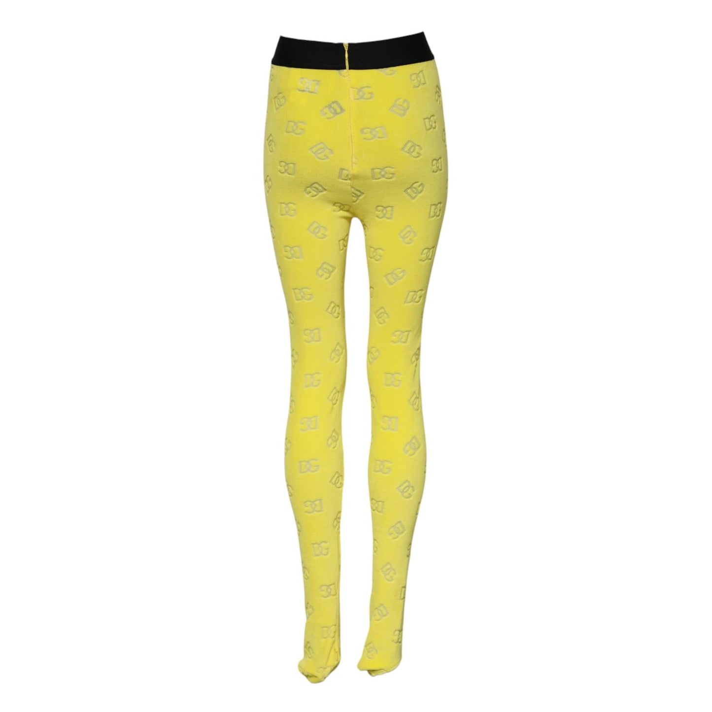 Dolce & Gabbana Yellow Logo Slim Fit Leggings Pants