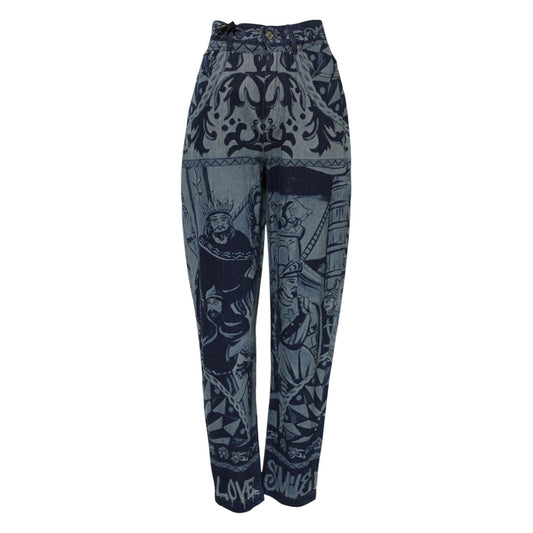 Dolce & Gabbana Blue Graphic Print Tapered Denim Jeans PAN76483-38