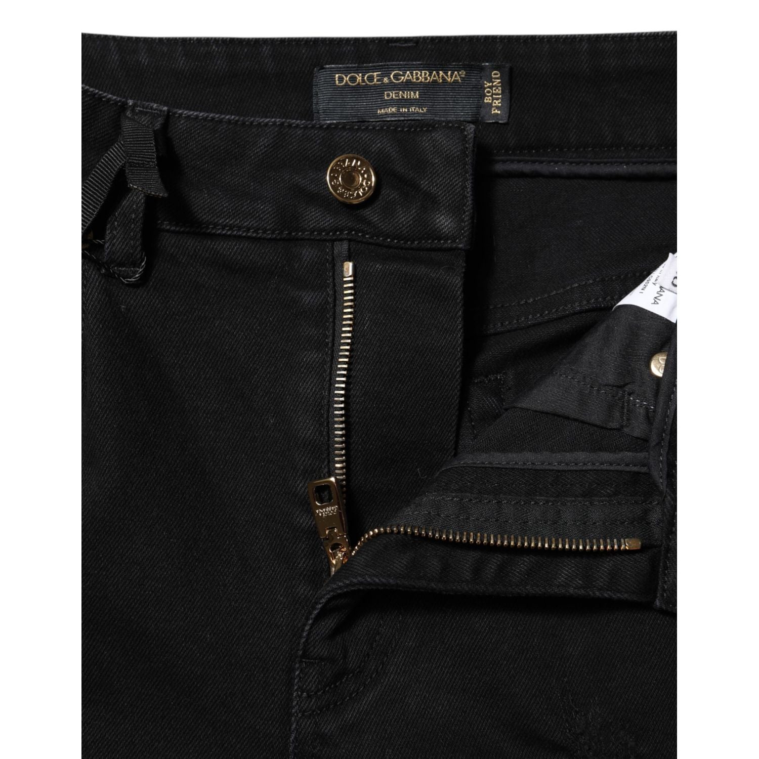 Dolce & Gabbana Black Boyfriend Cotton Flared Denim Jeans