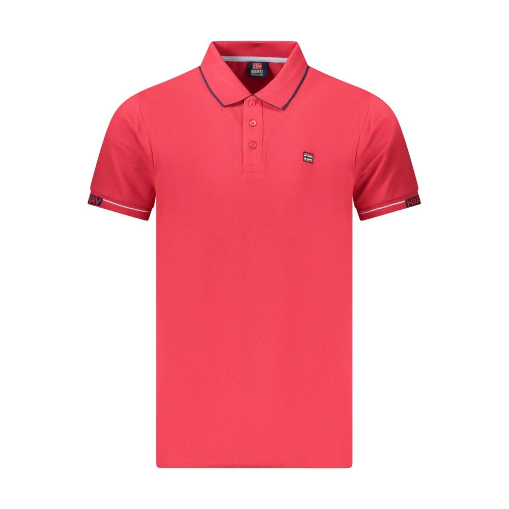 Norway 1963 Red Cotton Men Polo Shirt featuring embroidery and contrasting details.