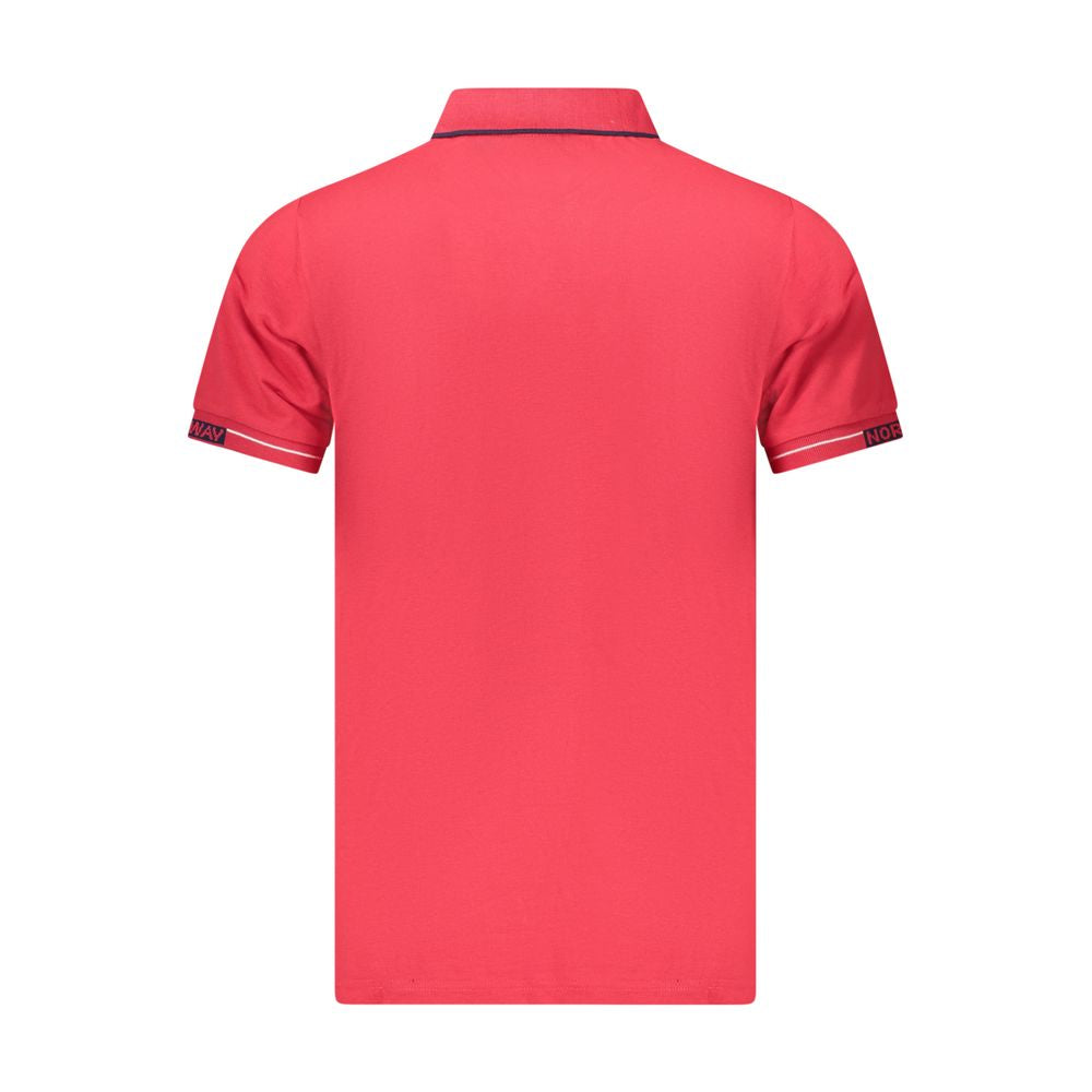Back view of Norway 1963 Red Cotton Men Polo Shirt with classic design and contrasting details.