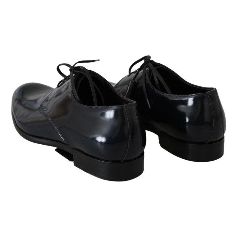 优雅深蓝色皮革德比鞋