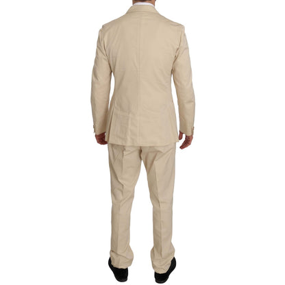 Romeo Gigli Two Piece 3 Button Beige Cotton Solid Suit Suit
