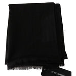 Dolce & Gabbana Elegant Striped Wool Men's Scarf Wool Wrap Shawls Dolce & Gabbana Black