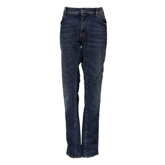Dolce & Gabbana Blue Cotton Mid Waisted Straight Denim Jeans PAN76404-56