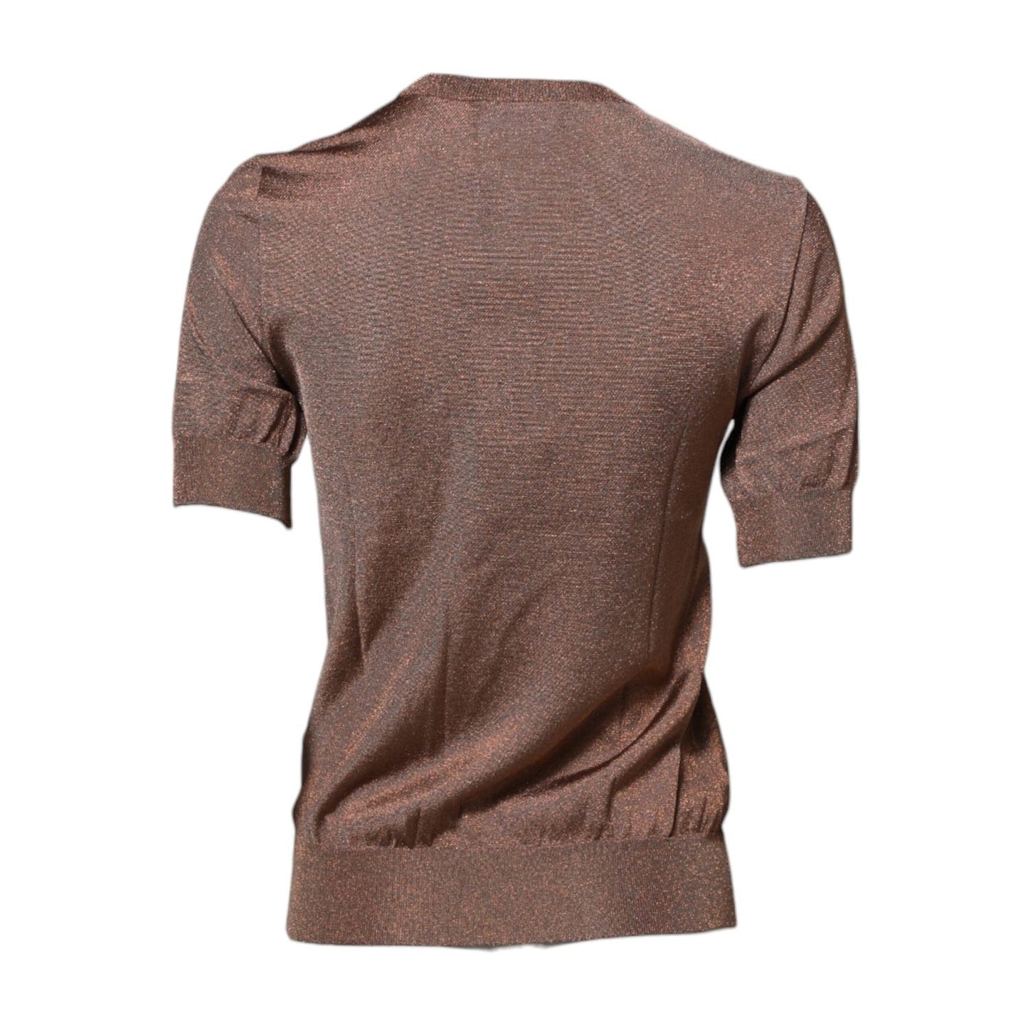 Dolce & Gabbana Brown Lily Embellished Round Neck Blouse Top TSH86579-36