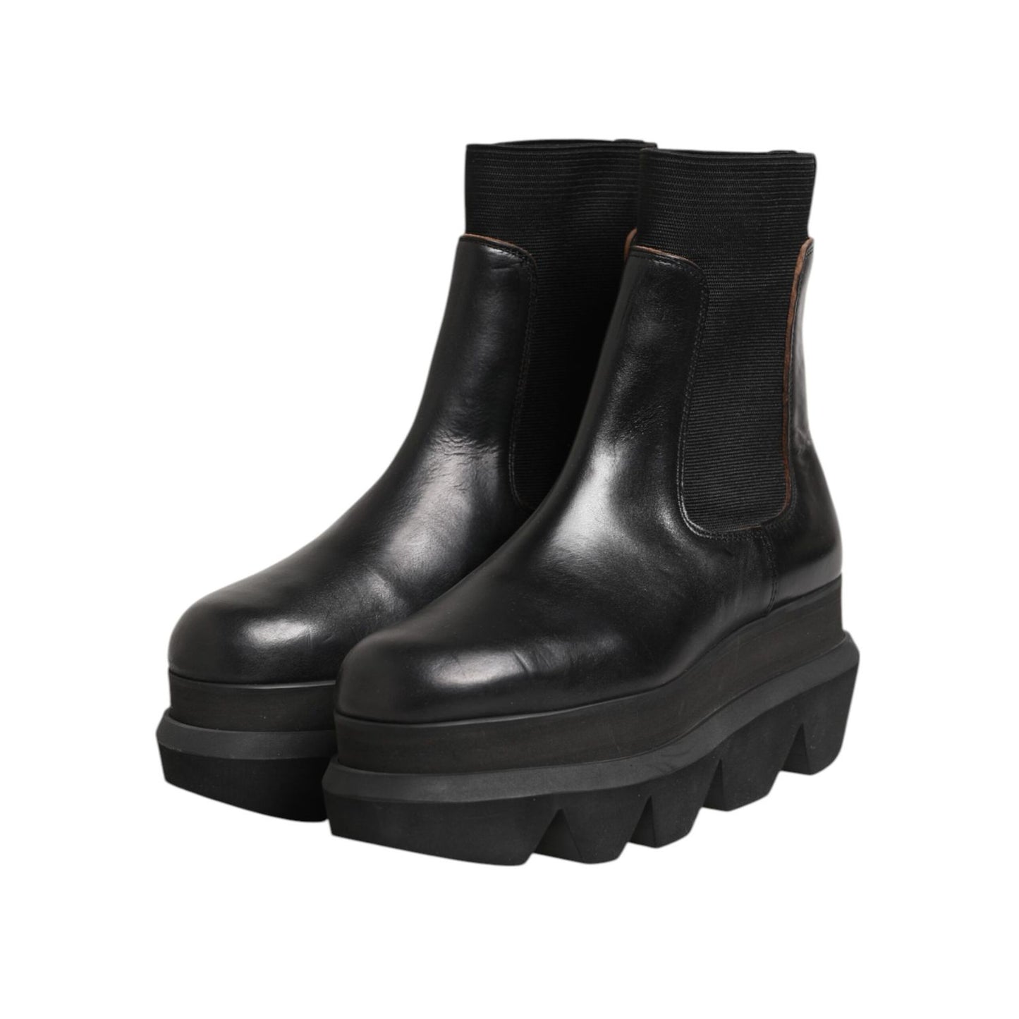 Sacai Black Chelsea Leather Pull On Women Ankle Boots Shoes