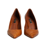 Dolce & Gabbana Brown Leather Stiletto Heel Pumps Shoes