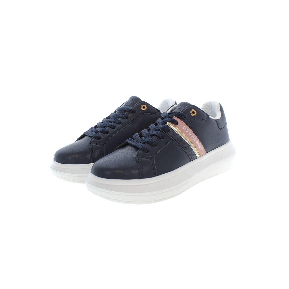 U.S. POLO ASSN. Blue Polyester Sneaker with laces, contrasting details, and logo
