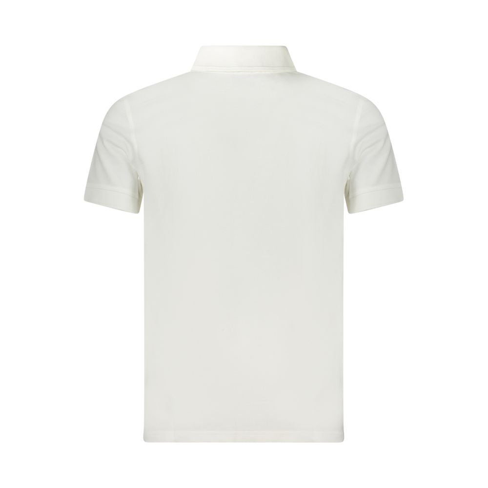 Hugo Boss White Cotton Polo Shirt with short sleeves, 2 buttons, and logo print.
