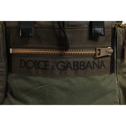 Dolce & Gabbana Military Green Patchwork Rucksack Backpack Bag