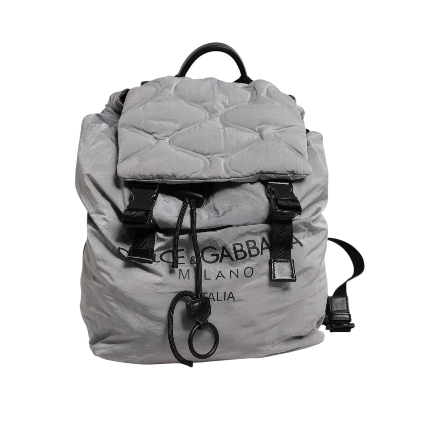 Dolce & Gabbana Gray Milano Print Drawstring Travel Backpack Bag
