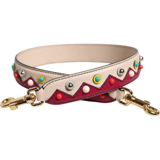 Dolce & Gabbana Beige Red Leather Handbag Accessory Shoulder Strap BEL8225